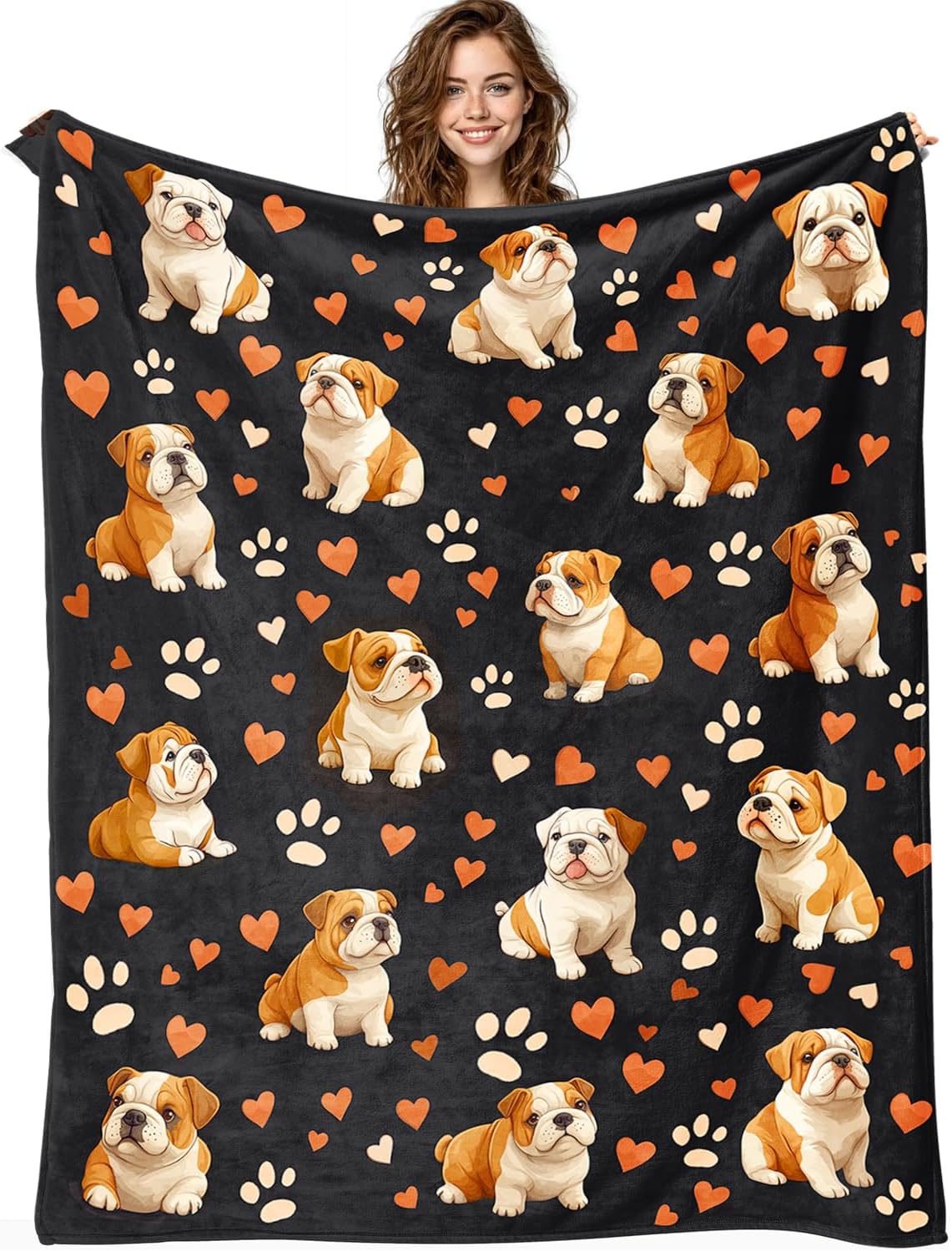 English Bulldog Blanket English Bulldog Decor Cozy Animal Throw Super Soft Plush Flannel Fleece Blanket Gift for Kids Adults Men Women Ultra Warm & Lightweight Flannel, 50"X40" - Image 2