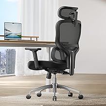 SIHOO M56C Chaise de Bureau Ergonomique Fauteuil de Bureau réglable avec Soutien Lombaire Dynamique 3D, Dossier Maille Respirante, appuie-tête & accoudoirs PU réglables. Idéal Bureau à Domicile -Noir