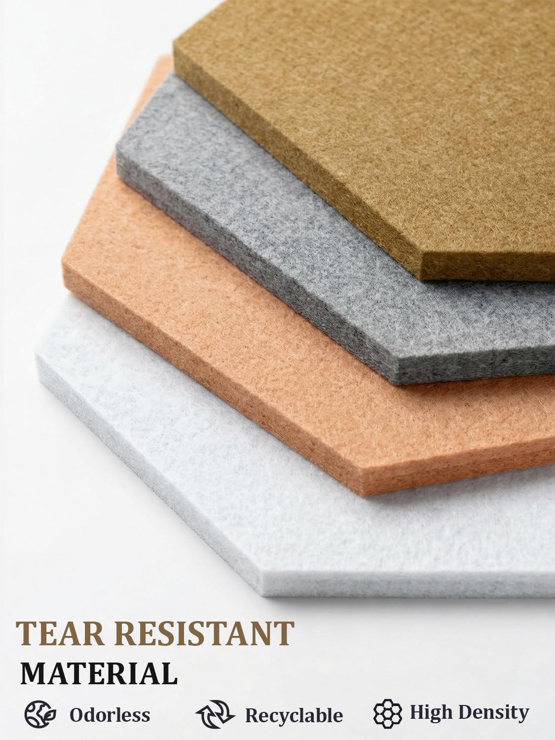 8 Pack Hexagon Felt Bulletin Board Tiles - 12" Large Thick Pin Board for Walls with 30 Push Pins, DIY Boards for Office Home School Decor, Aesthetic Hex Cork Board Alternative