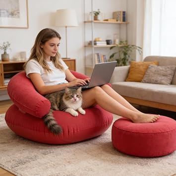 Air Chair Flocked Folding Portable Seat
