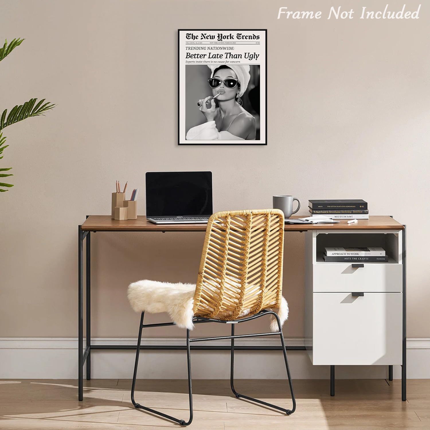 Dazzlewall Wandbild Better Late Than Ugly - Schwarz Weiß Leinwand 30x40cm