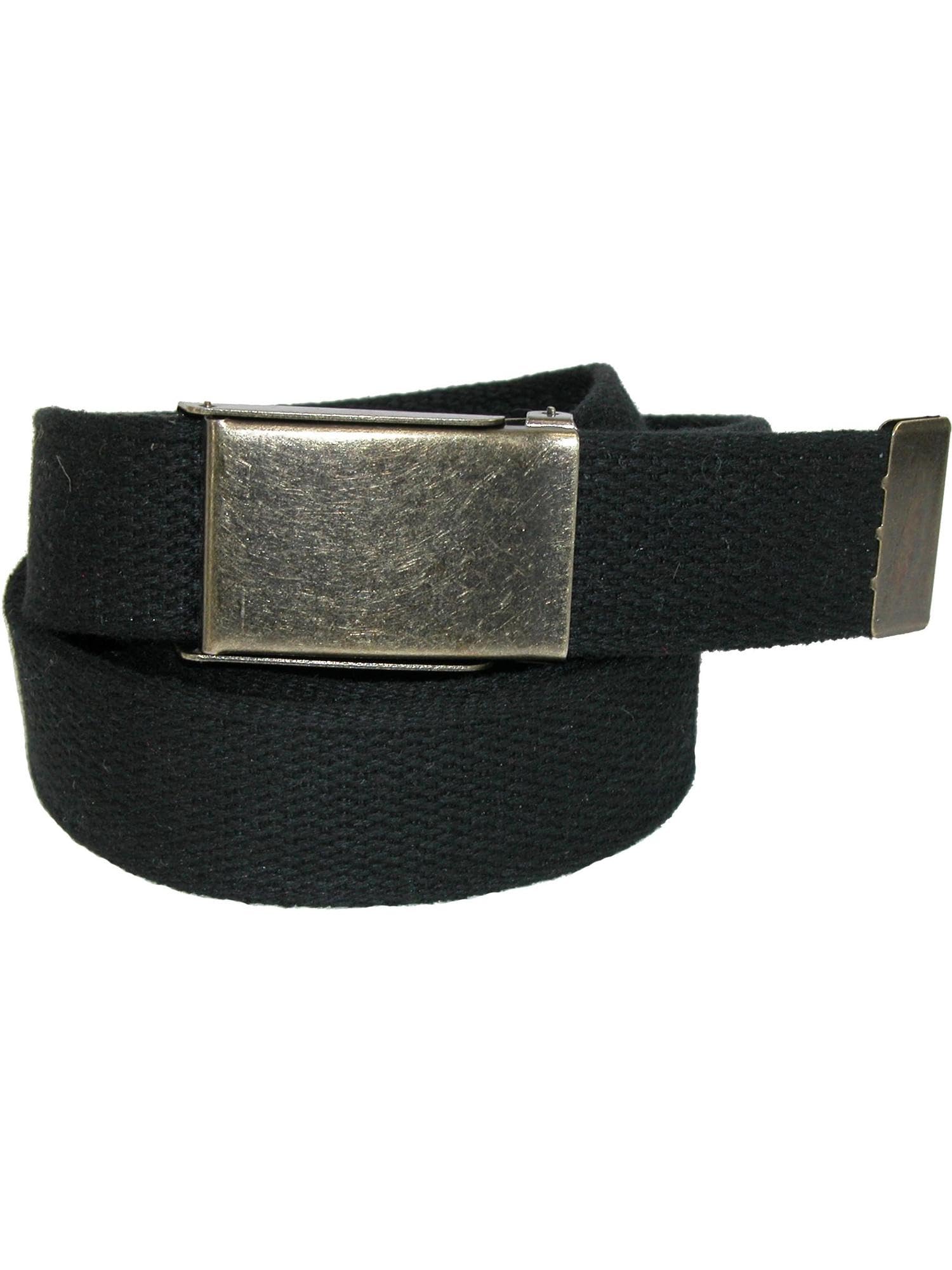 CTM Men's Big & Tall Fabric Belt with Nickel Flip Top Buckle, Black