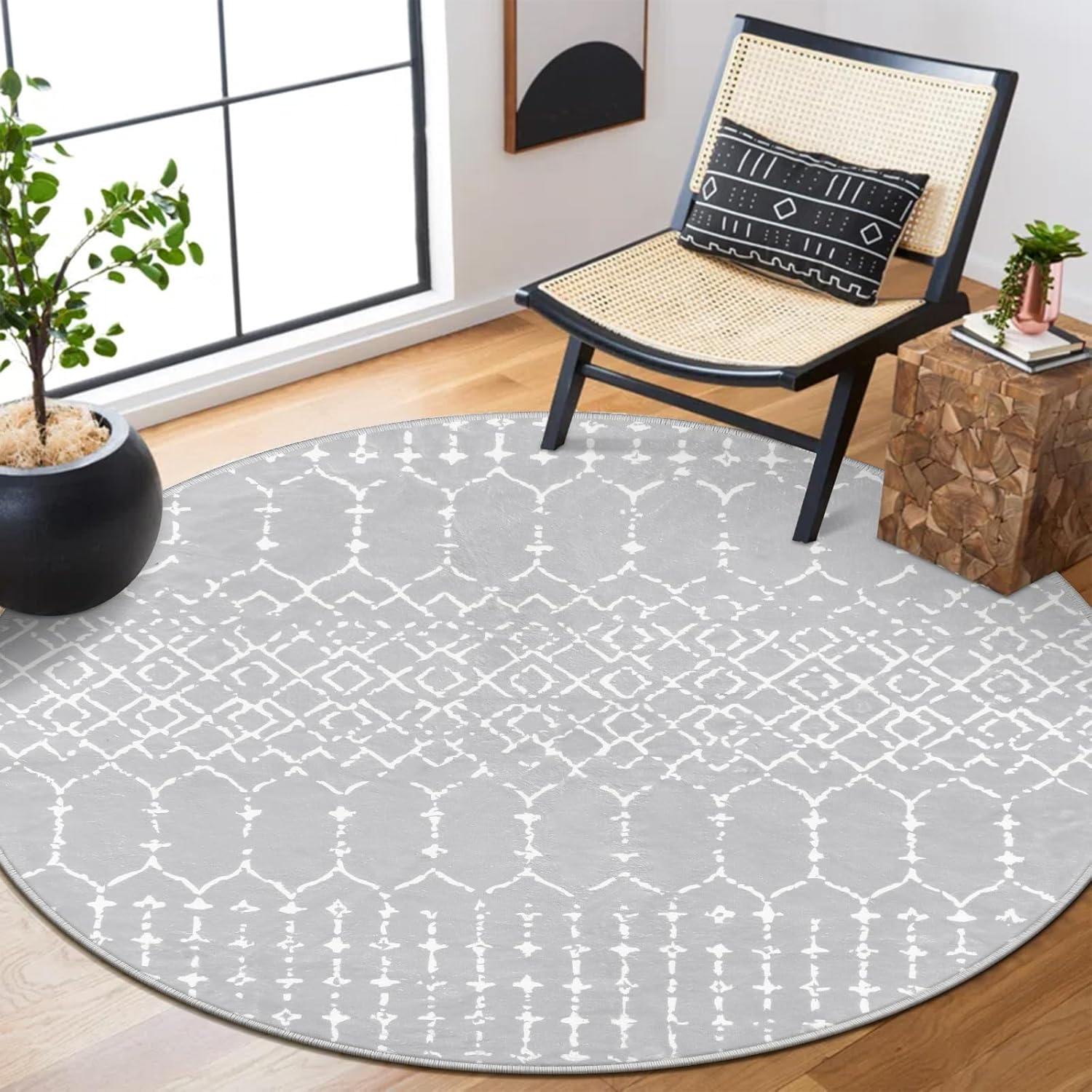 Lahome Moroccan Hallway Runner Rug, Washable Black 2x8 Rug Runner Ultra-Thin Stain Resistant Kitchen Carpet with Rubber Backing Non Slip, Geometric Print Floor Carpet Mat for Entryway Bedroom Hana