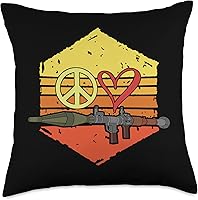 Vista 4 de Bazooka Missile Rocket Launcher Bazooka Peace Love Throw Pillow, 16x16, Multicolor
