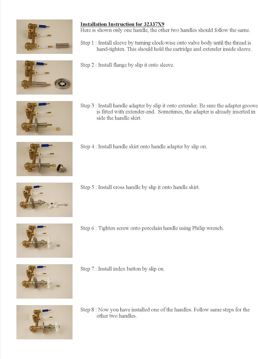 Trim Kit for 3-handle Shower Valve, Fit Delta Washerless Shower, Chrome Finish -By Plumb USA
