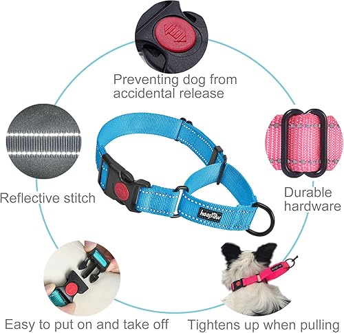 Miniatura 7 de haapaw Paquete de 2 collares de perro Martingale con hebilla de liberación rápida reflectantes, collares de entrenamiento para perros pequeños,