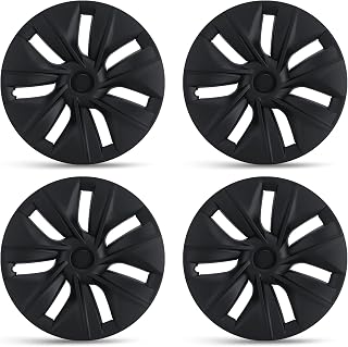 YONZEE Wheel Cover for Tesla Model Y, 19 Inch ABS Rust Wheel Hubcaps, Fully Wrap Blackout Wheel Cover (Set of 4) Replacement Wheel Hub Caps Rim Protectors Cover for Model Y Accessories Matte Black