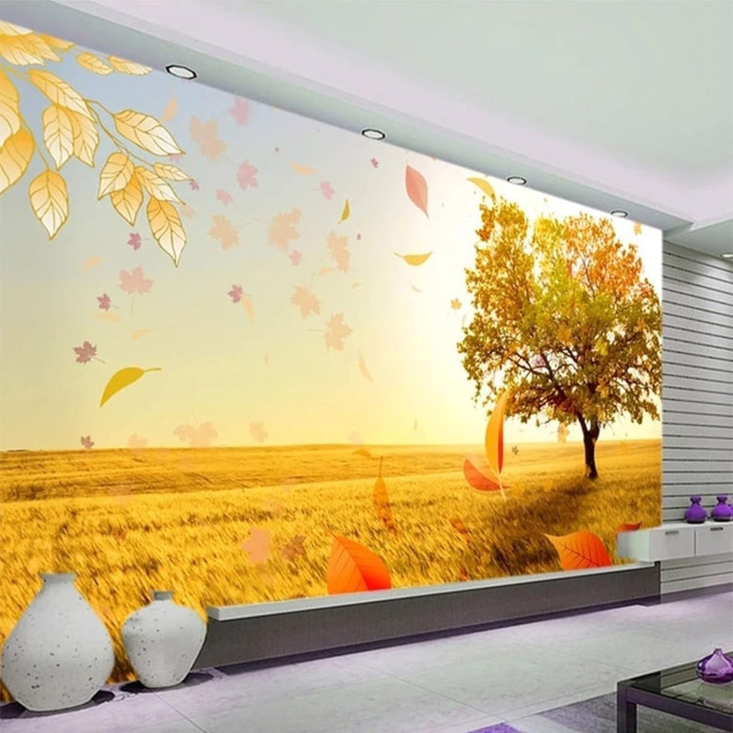 Fond d'écran mural 3d planter des fleurs feuilles peel and stick