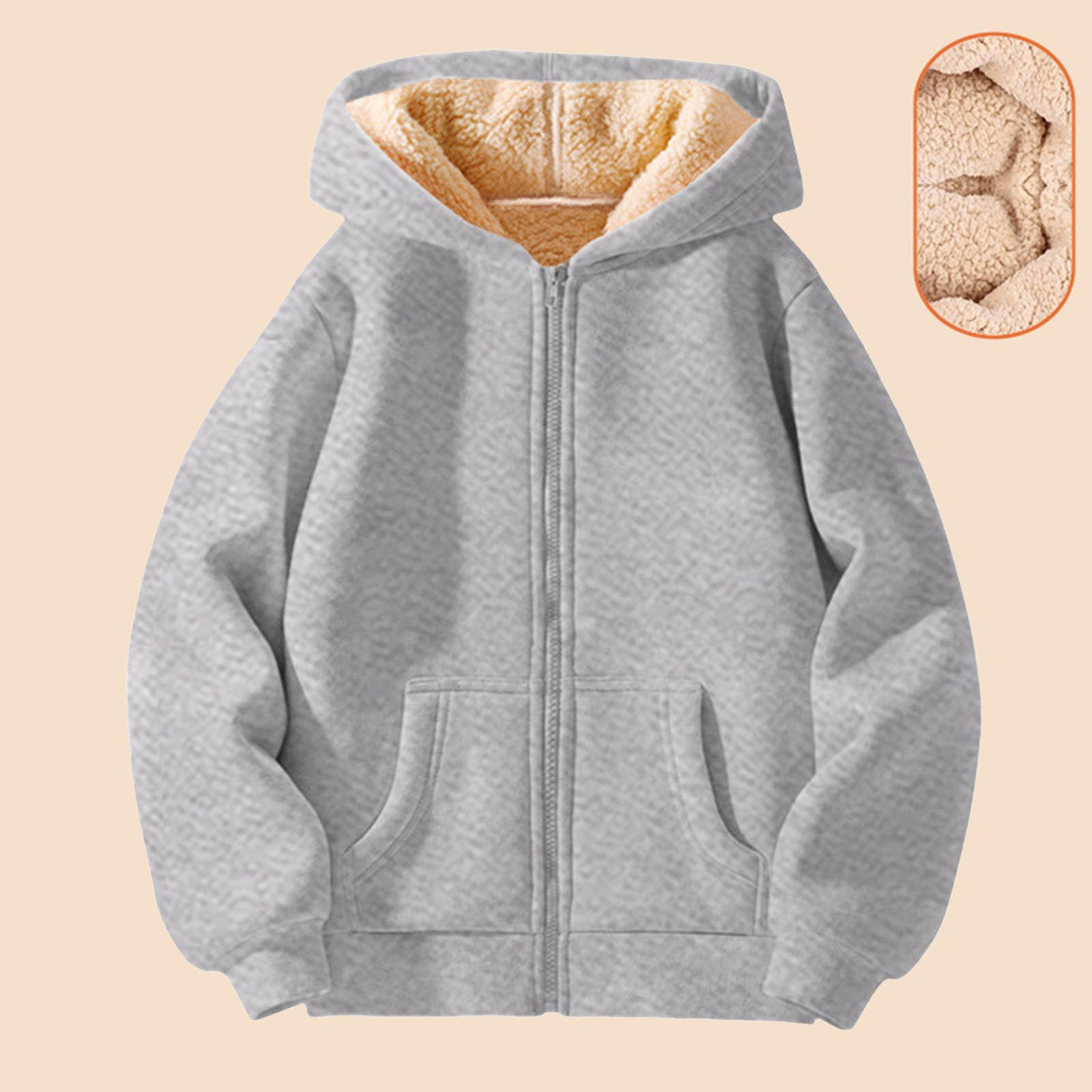 2025 Vêtements d'extérieur pour garçons et filles en laine d'agneau épaisse - Polyvalents - Décontractés, chauds et chauds - Pour grands enfants en hiver - Pull à capuche