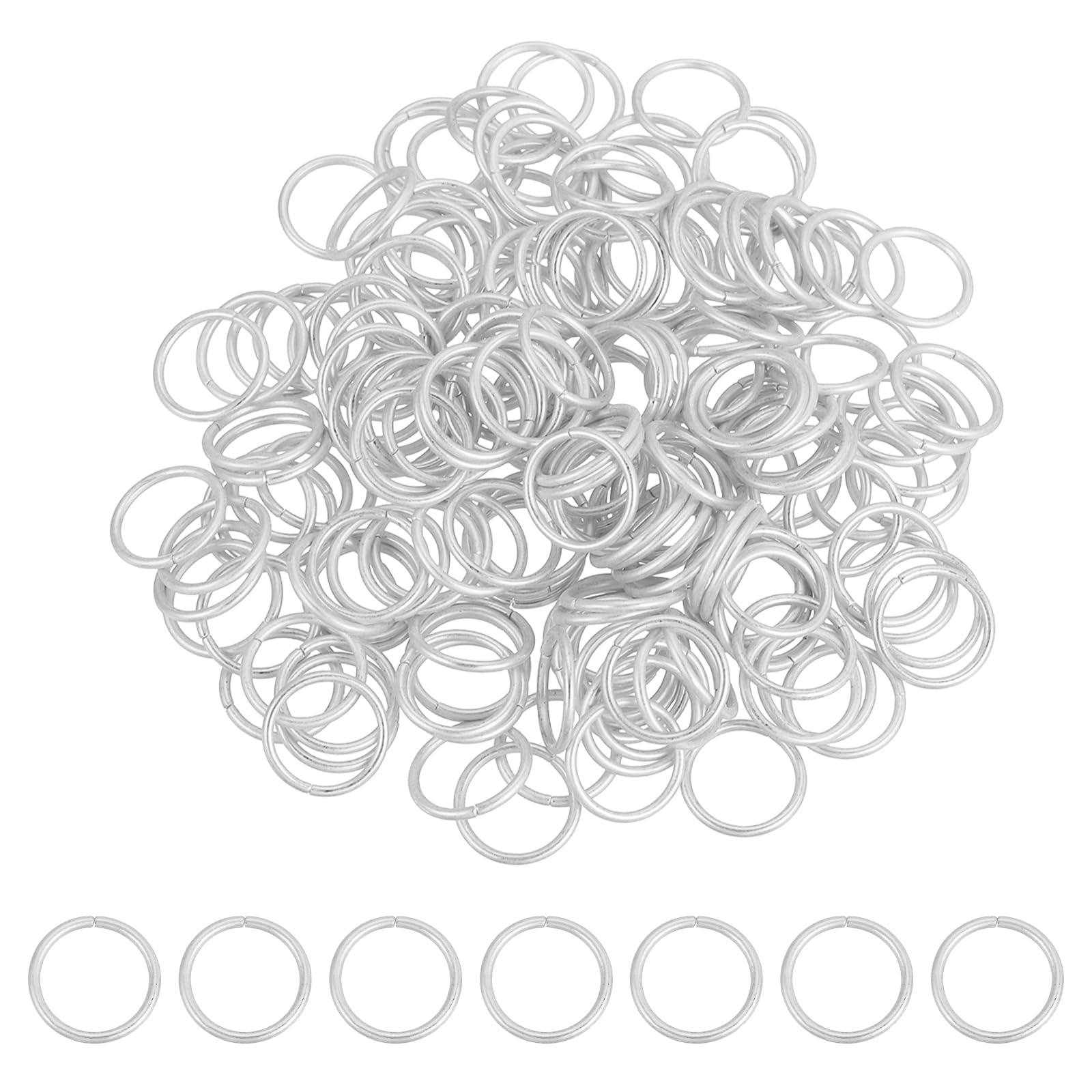 sourcing map 200 Pcs Open Jump Rings, 16mm Split Metal O Ring 1.5mm Thick Keychains Connector Ring for Jewelry Making DIY Necklaces Bracelet Earrings Craft Making, Matte Silver