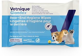 Vetnique Glandex Dog Wipes for Pets Cleansing & Deodorizing Anal Gland Hygienic Dog & Cat Wipes with Vitamin E, Skin Conditioners and Aloe Labs (100ct)