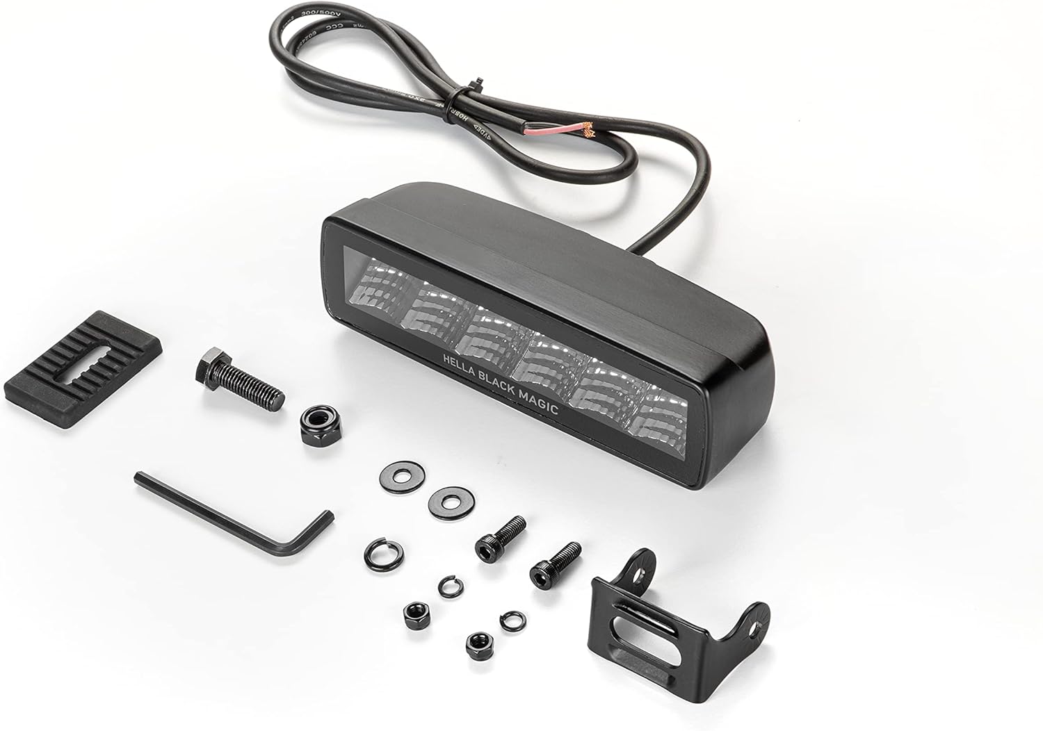 Hella 1FB 358 176-201 LED Headlight - Black Magic Mini Lightbar 6.2 Inches - 12/24 V - Mounting - Cable: 800 mm - Connector: Open Cable Ends