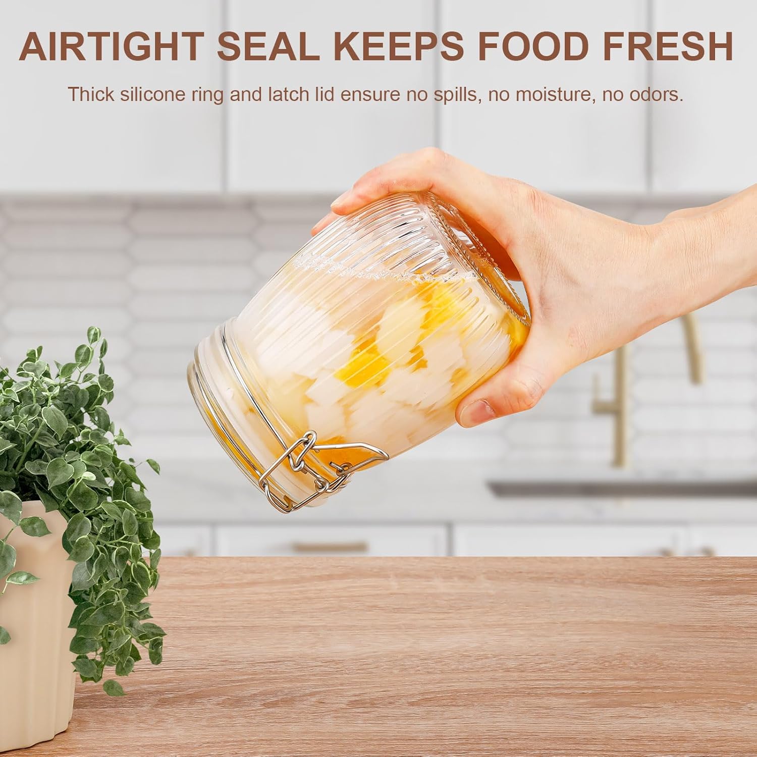 26oz Large Glass Jars with Airtight Lids, Set of 6 – Mason Jars for Spices, Herbs, Jam, Jelly, Honey, Candy, Sugar, Beans, Desserts, Parfaits, Kitchen & Pantry Storage - Image 3