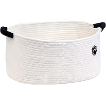 Optish 25L Medium Dog Toy Basket, Woven Rope Storage Baskets, White