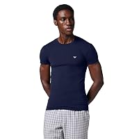 EMPORIO ARMANI T-Shirt Girocollo da Uomo con Logo Lucido Blu S