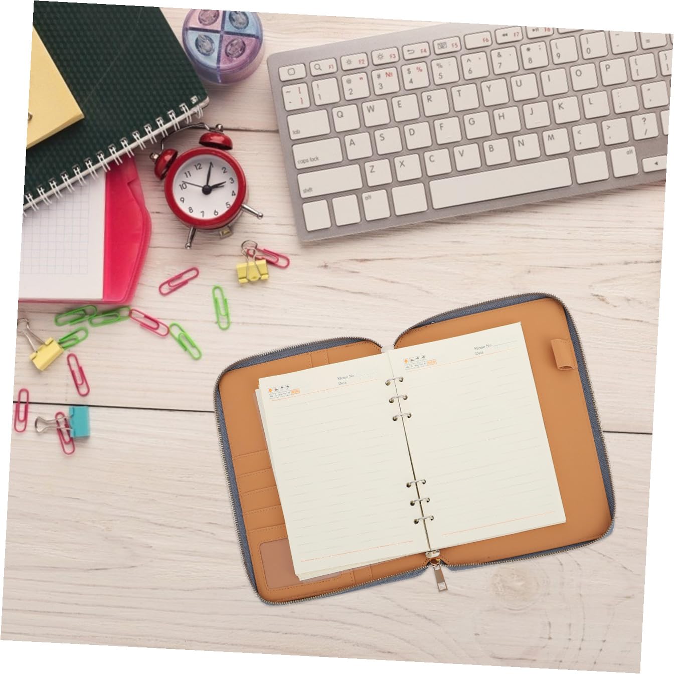 Carnet de Notes de Planification A5 Bleu en Papier et Cuir, Style Simple