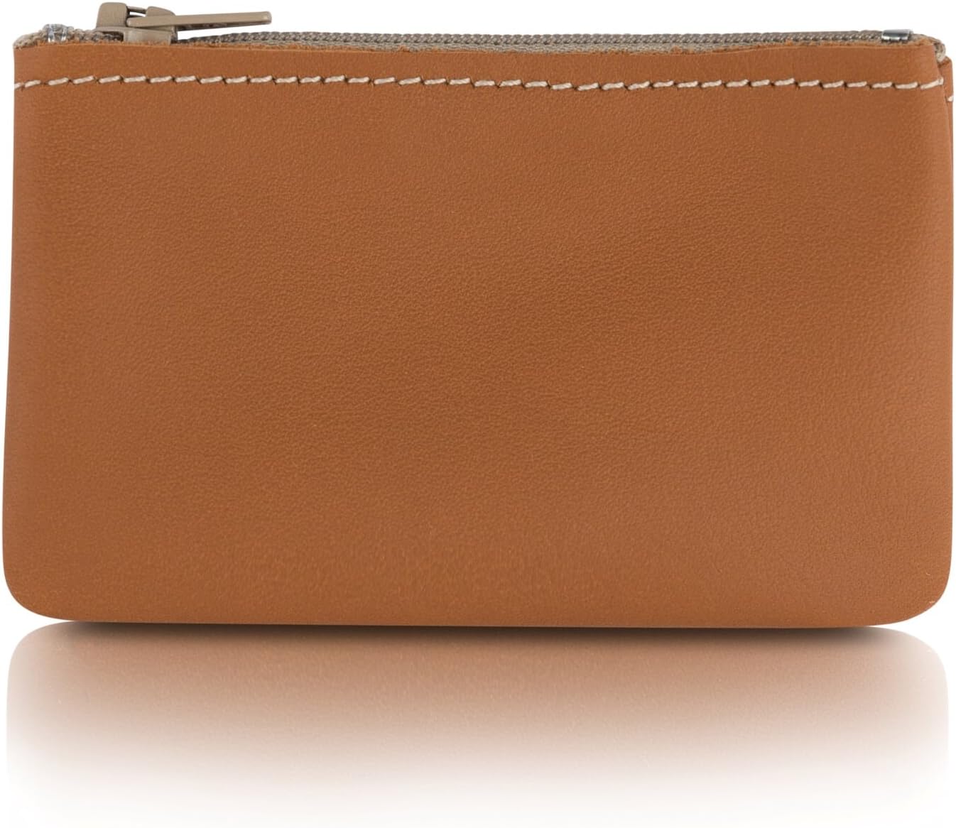 Genuine Leather Small Zipper Pouch Coin Purse for Women Change Holder for Men Size 4 x2.5 Made in U.S.A