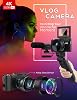 Cámara de video 4K con kit de accesorios para creadores con lente gran angular y macro | Control remoto, pantalla abatible, cámara digital con enfoque automático, empuñadura de trípode, micrófono, baterías, correa, bolsa de almacenamiento 3