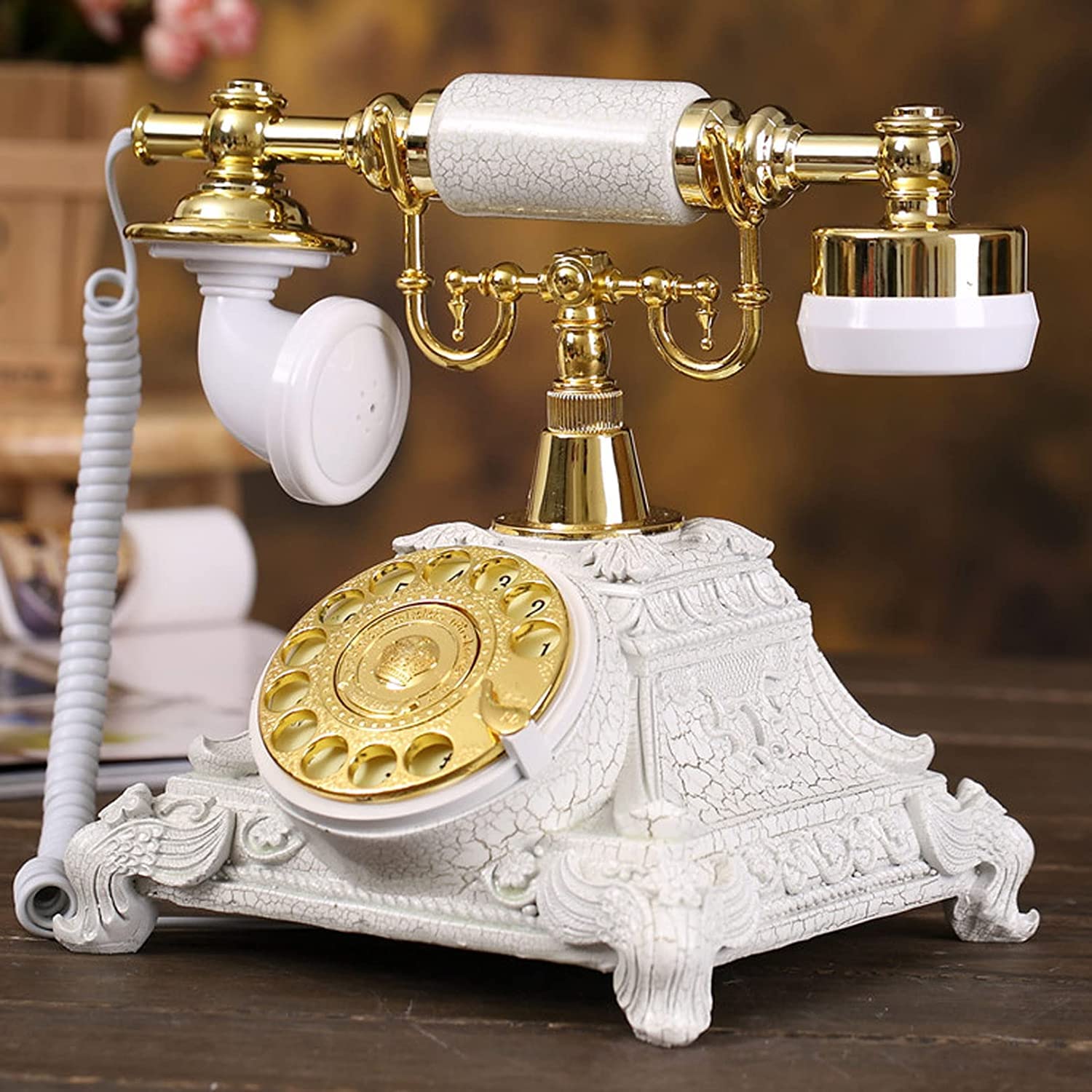 WangXLDD Klasyczny telefon w stylu retro w stylu vintage z przyciskiem staromodny telefon stacjonarny na biurko do domu biura hotelu i baru