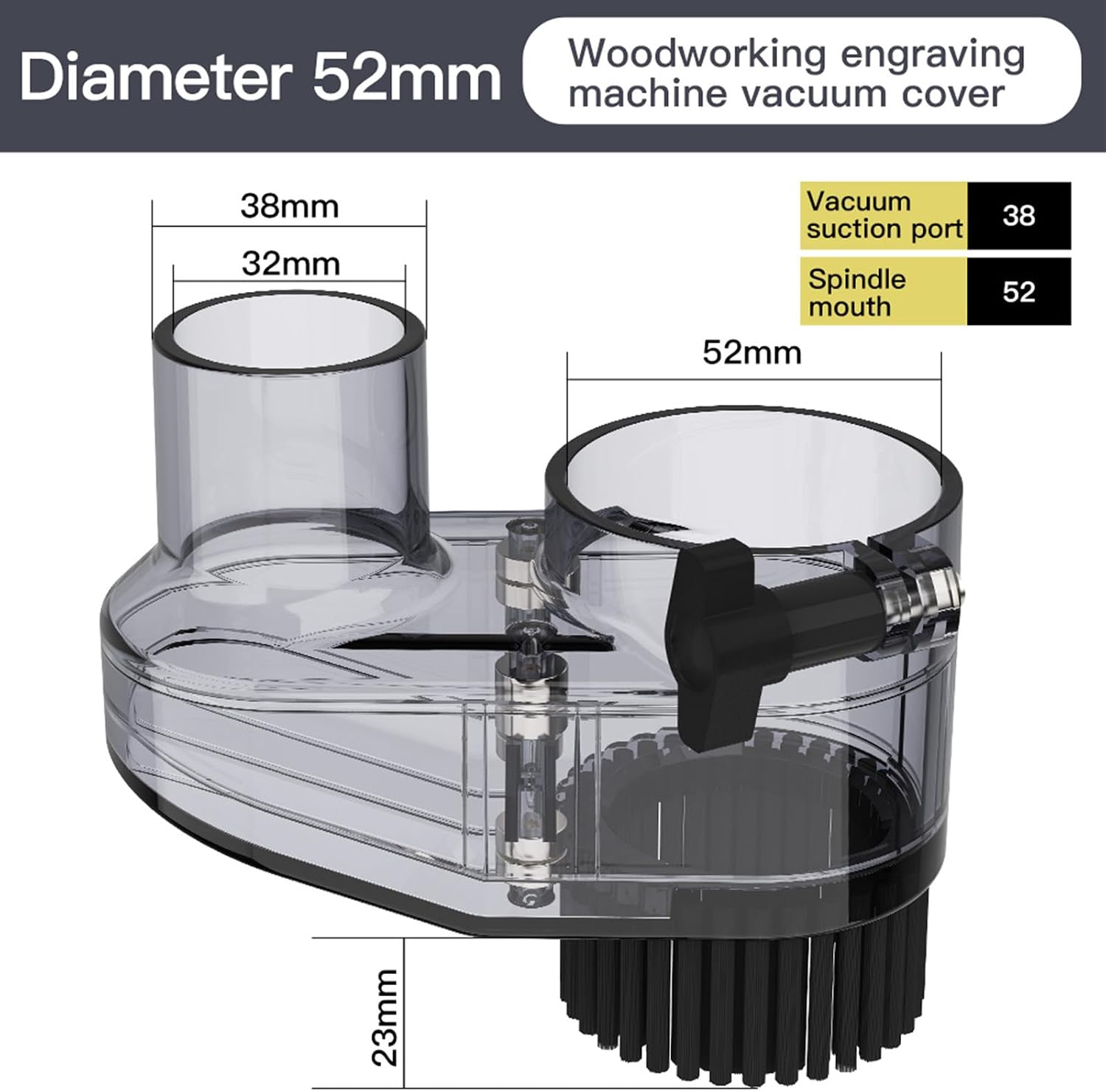 CNC ABS Dust Shoe for CNC Machines, 52mm Diameter Motor, fits Most 300W-500W Spindle Motors, Engraving Machine Accessories for CNC Engraver Milling Mahcine image 2
