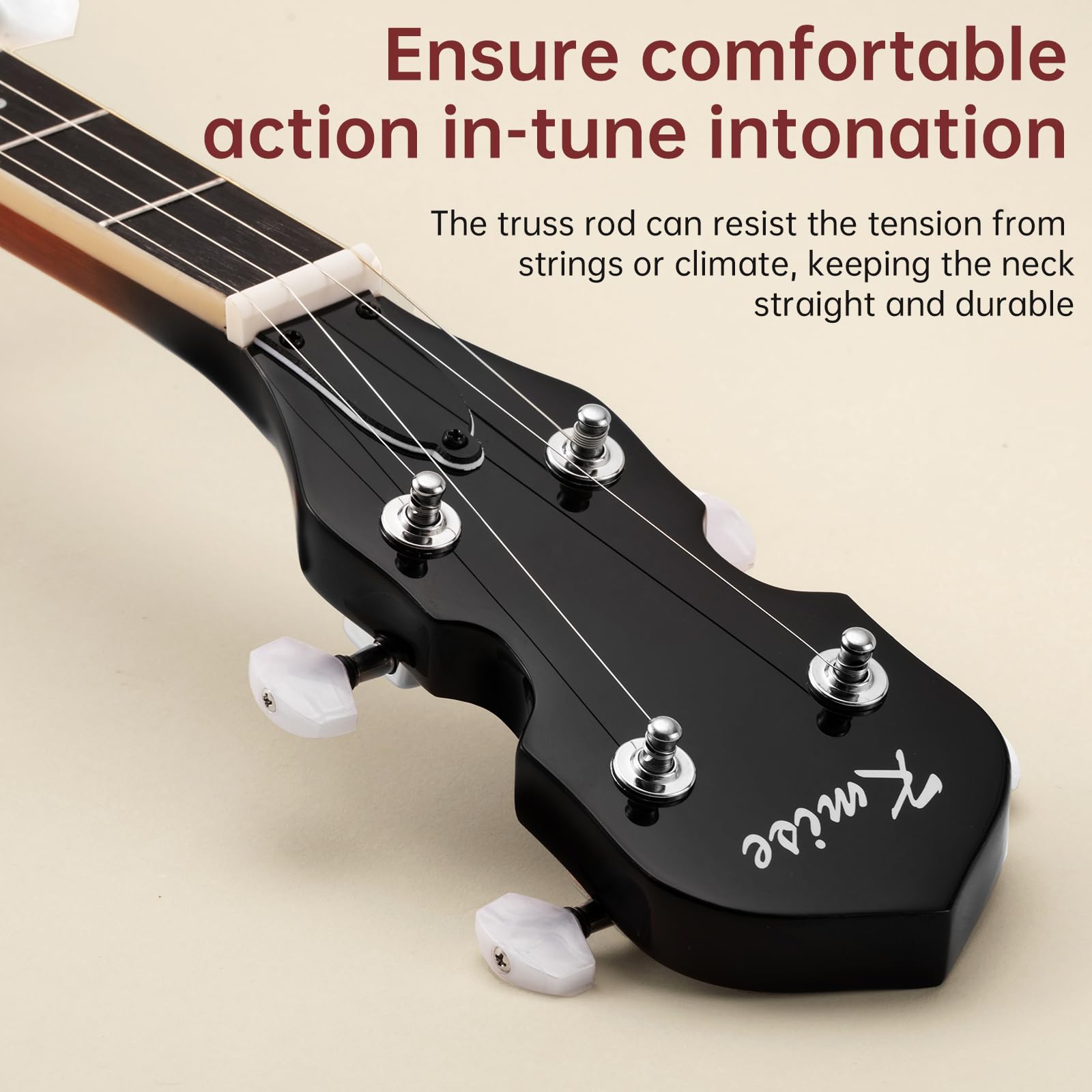 Kmise Banjo, 5 String Banjos with Remo Head Full Size 38 Inch Closed Back with Removable Resonator, Strings Pack, Finger Picks, Strap, Case, Tuner Set Accessories for Starter Adults Beginner Gift - Image 5