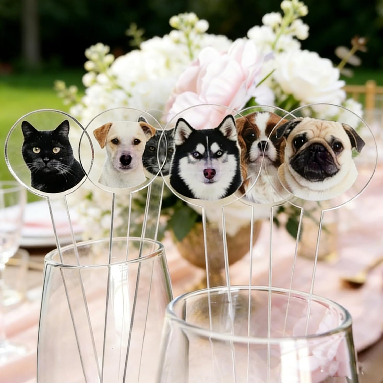 Personalized UV Wedding Pet Stir Sticks, Print Double-Sided Dog Stir Stick, Watercolor Acrylic Cocktail Stirrers, Wedding Swizzle,Wedding Drink Stirrers Available in sizes 15cm and 18cm image 4