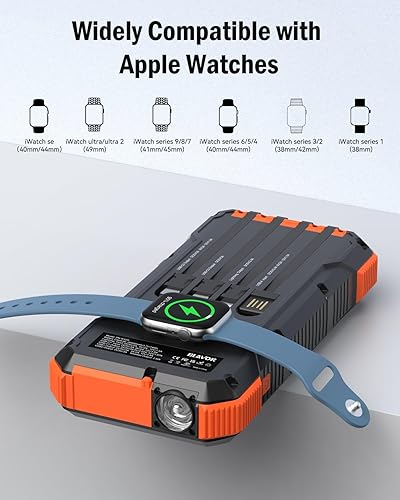 Miniatura 6 de BLAVOR Cargador solar de 20000 mAh integrado 4 cables, batería externa de carga rápida de 20 W con USB C, luz de campamento, linterna, batería de