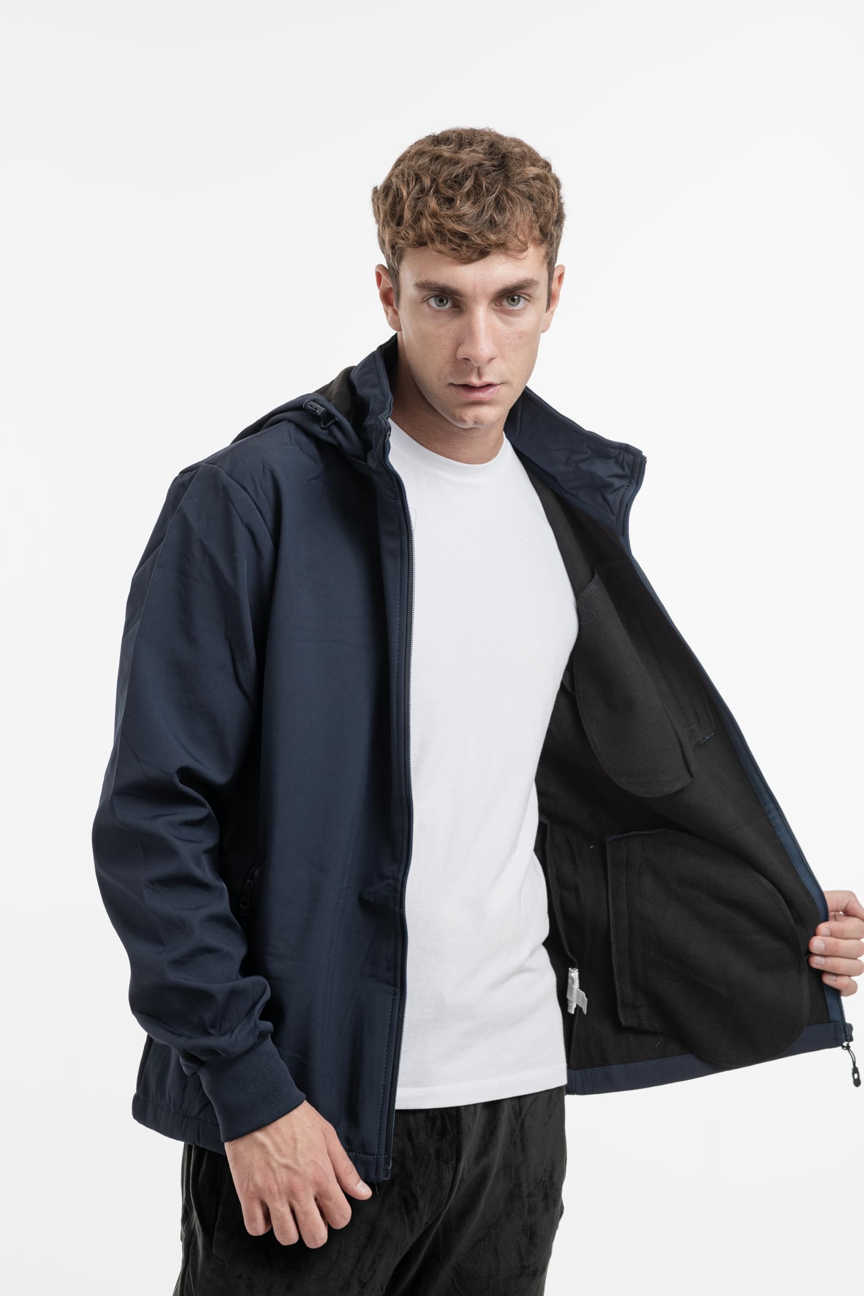 TONY BACKER Giacca Jacket Uomo In Softshell Impermeabile Antivento con Cappuccio Giubbotto Caldo Per Trekking Casual 6860