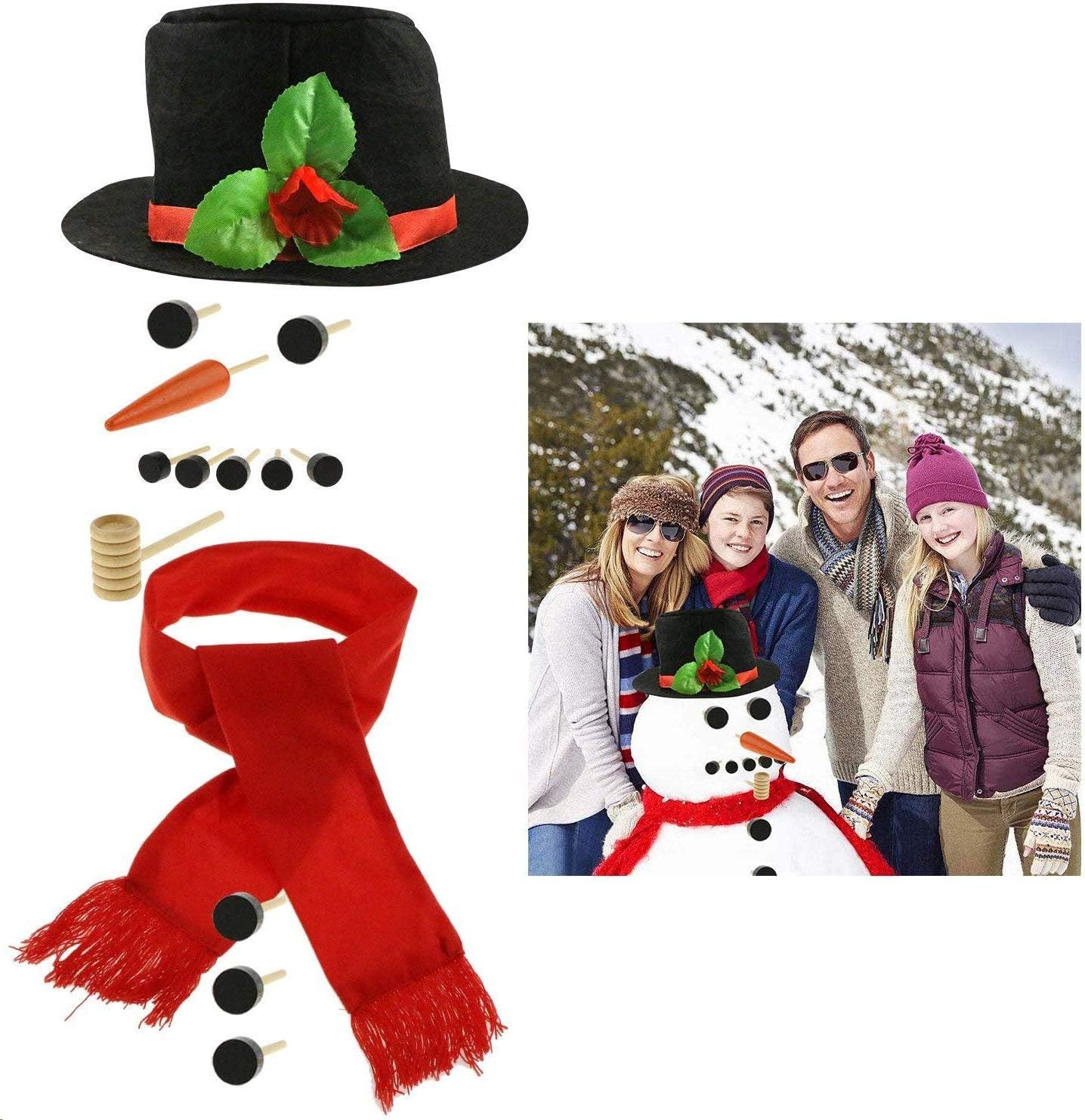 Snowman Decorating Kit, Fixget 14 Pcs Large Snowman Making Kit Snowman Dressing Kit