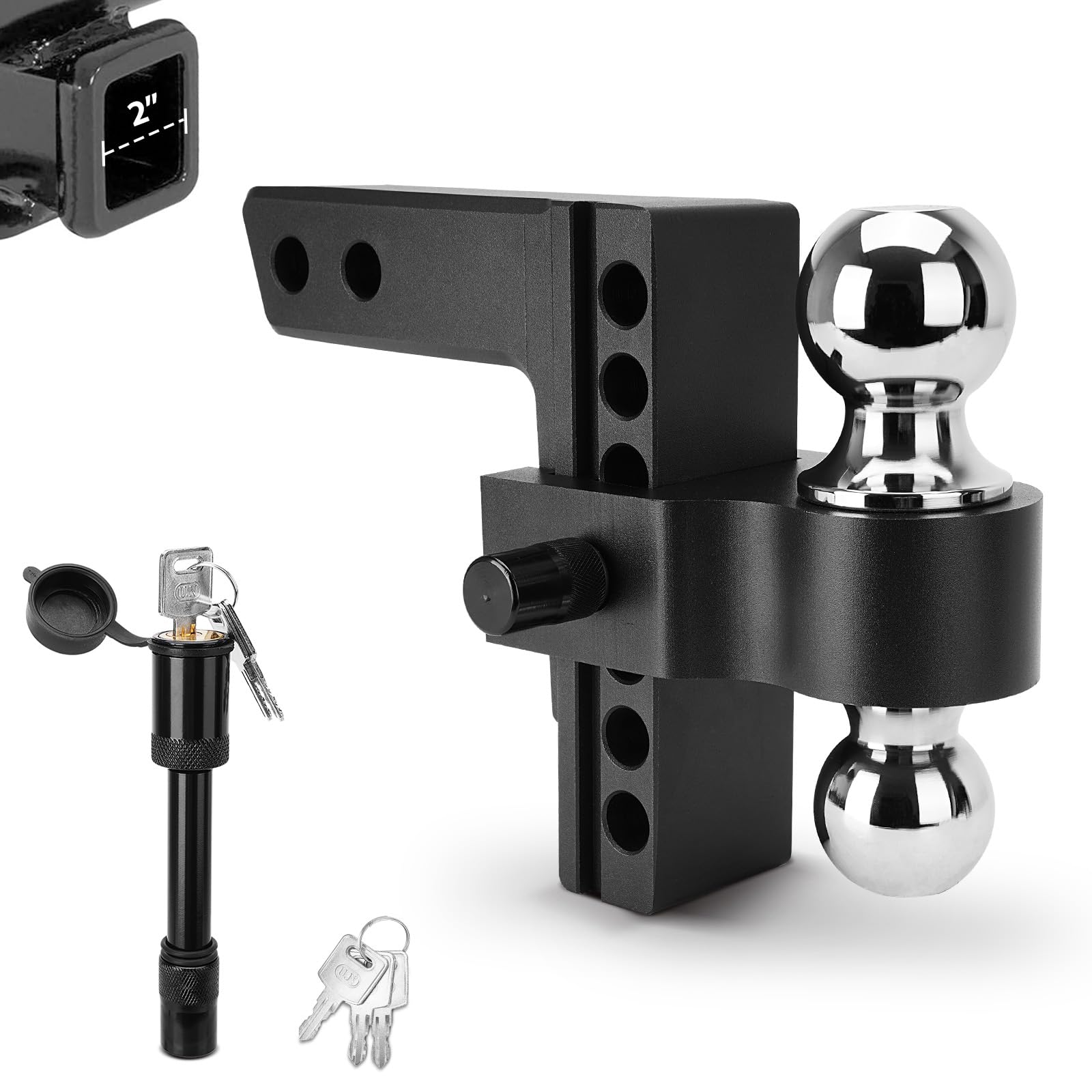 Tlvuvmo Adjustable Trailer Hitch Receiver with Anti-Theft Locks