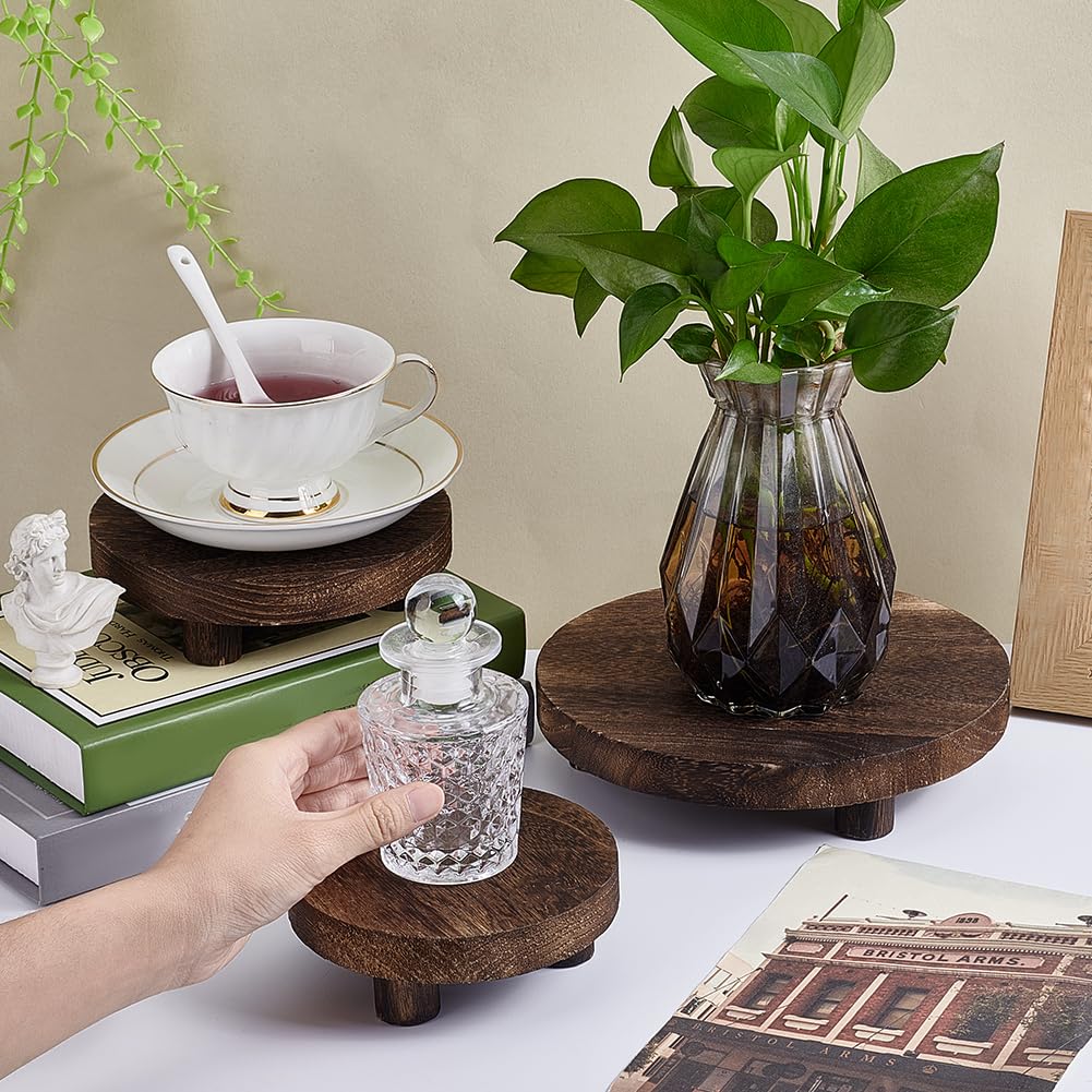 Lot de 3 rehausseurs ronds en bois pour décoration de maison et cuisine (20,3 cm, 15,2 cm, noir Lot de 3 rehausseurs ronds en bois pour décoration de maison et cuisine (20,3 cm, 15,2 cm, noir