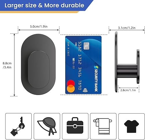 Miniatura 3 de Ganchos adhesivos, ganchos de pared resistentes para colgar abrigos, sombreros, toallas, batas, bolsos, acero inoxidable, impermeables, para baño,