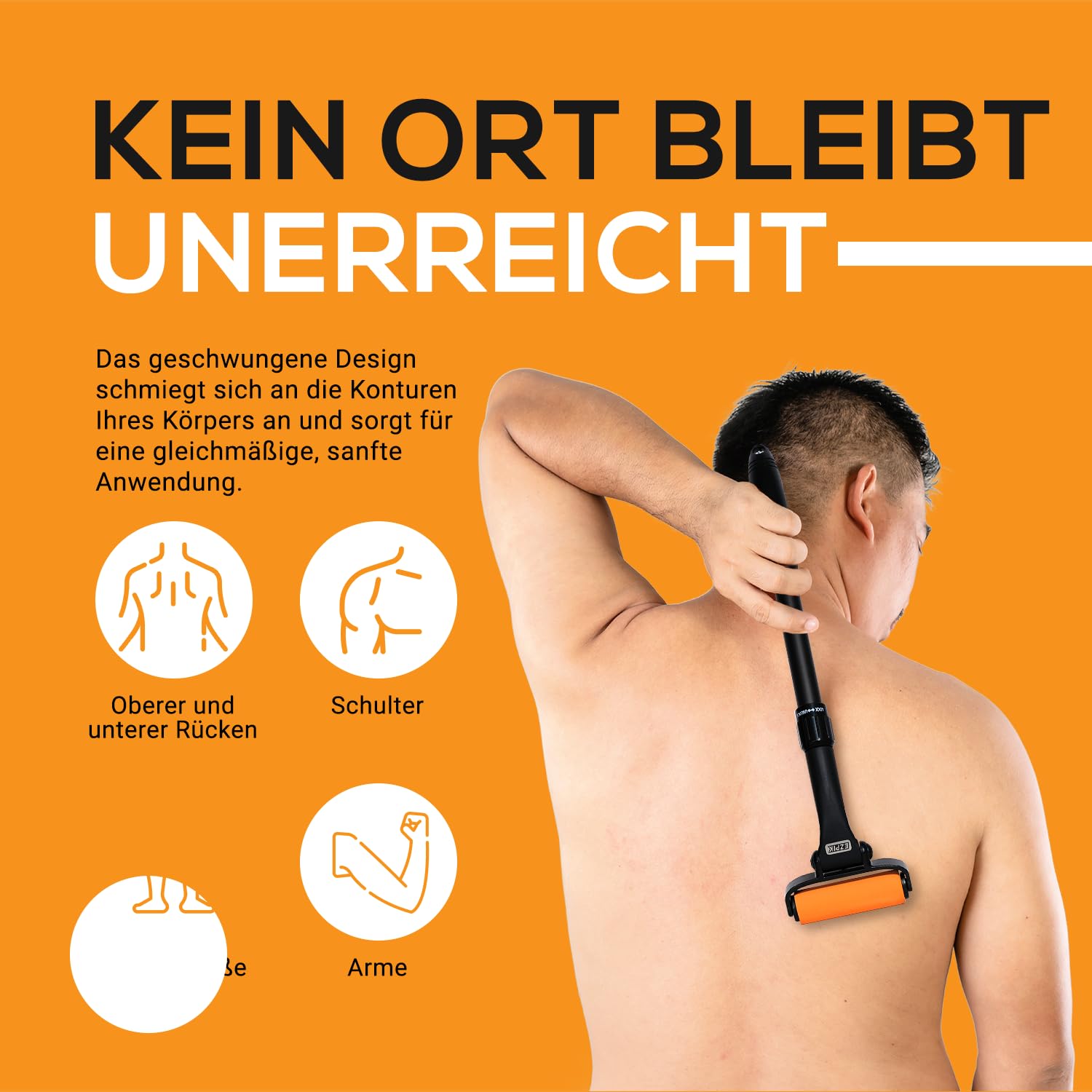 EZPIK Eincremehilfe für Rücken, ausziehbar bis zu 58 cm, gebogener Rückencremer für ältere Menschen und Senioren mit eingeschränkter Mobilität