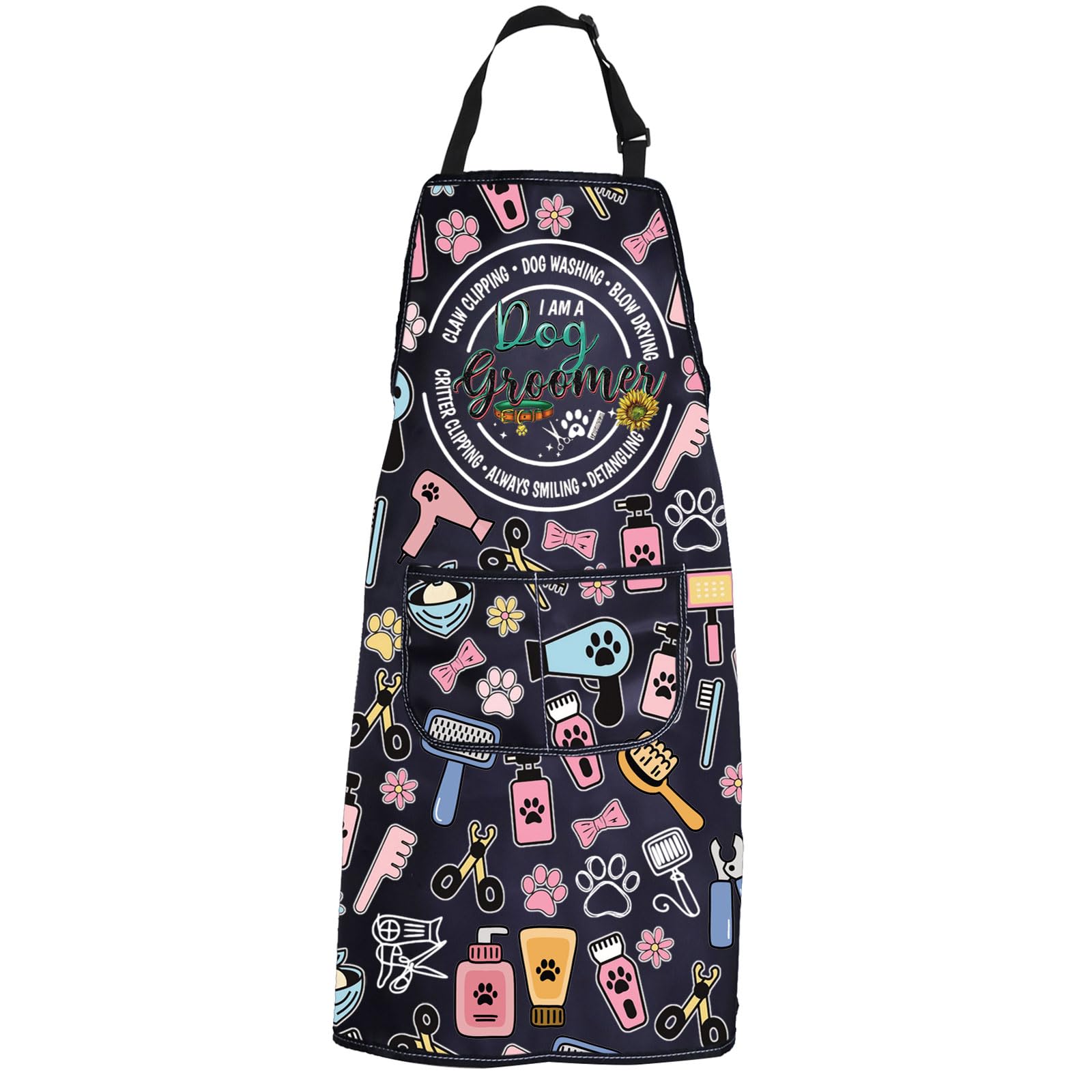 PXTIDY Dog Grooming Apron I Am a Dog Groomer Apron with Pockets Pet Grooming Dog Hairdresser Barber Bathing Aprons Gifts