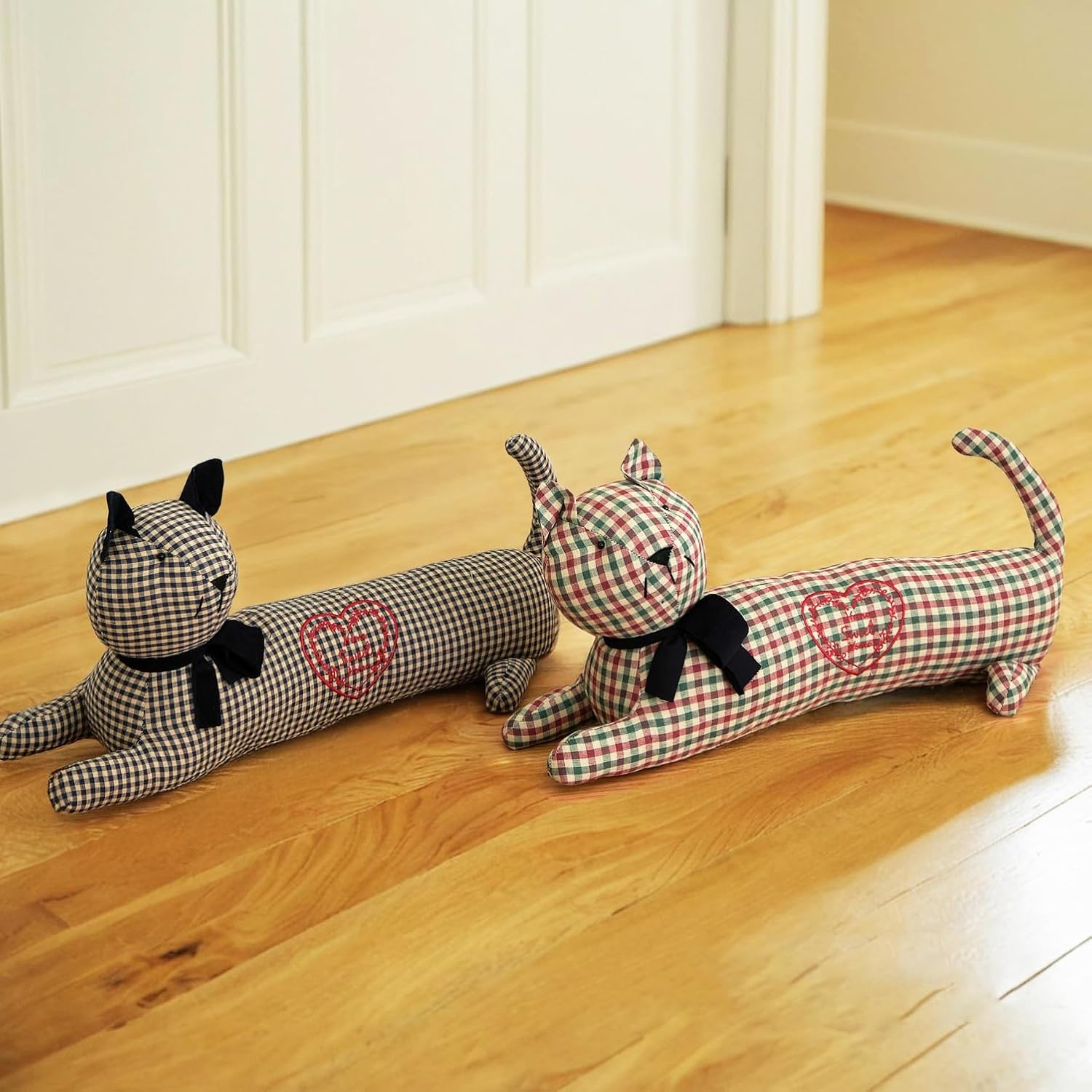 Cat Decorative Door Stoppers, Door Snake Draft Stopper, Cute Door Draft Stopper, Funny Animal Door Draft Stopper, Cat Weighted Interior Doorstop Fabric Stuffed, Avoid Noise or Cold Air (Red)