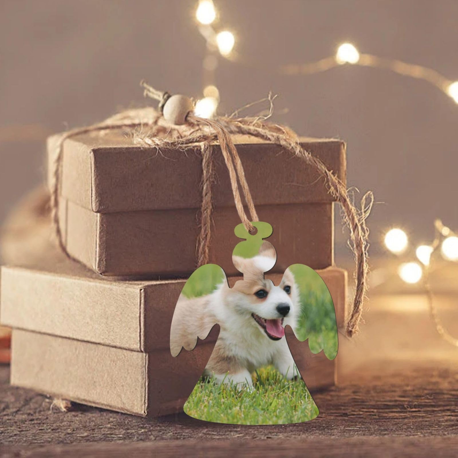 Amazon.co.jp: 木製クリスマスオーナメント コーギー 子犬 クリスマス 