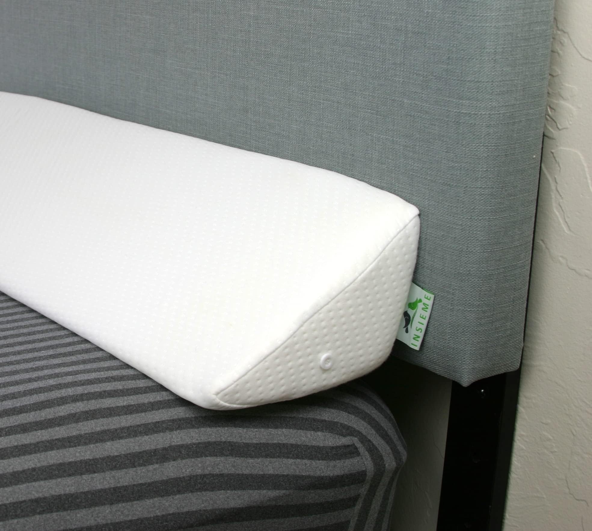 Insieme King Size Headboard Gap Filler (White). Long Bed Wedge Pillow for Covering Gaps Between Bed & Headboard or Wall with Pillow Support (76x8x6 inch)