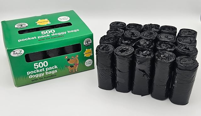 Foto 2 de 5 de 500 bolsas Tidyz para caca de perro. Mínimo 30% plástico reciclado. Bolsas fuertes y grandes para residuos…