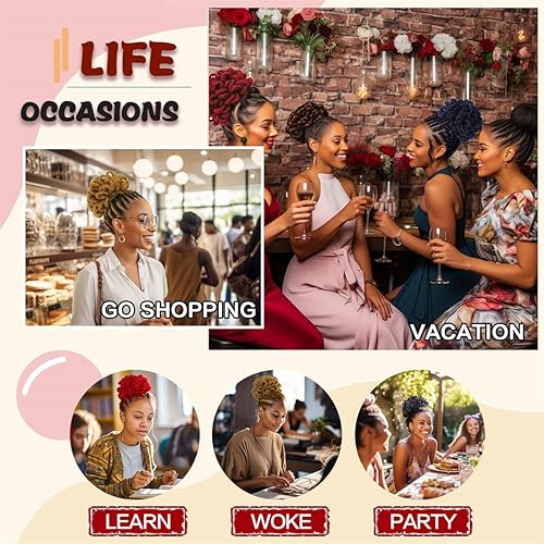 Miniatura 8 de Liliyab DreadLocks Chignons Afro High Puff - Cola de caballo con cordón para coleta, extensiones de pelo sintético con clip, cola de caballo para