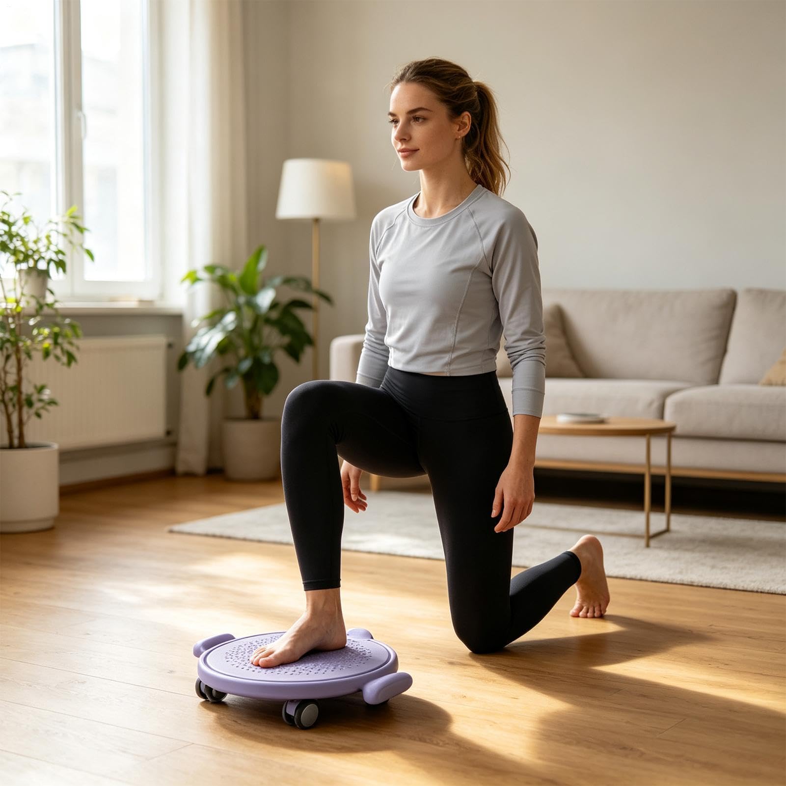 Pilates-Gleitscheiben Leiser Disc-Trainer mit Rädern für Core-Training