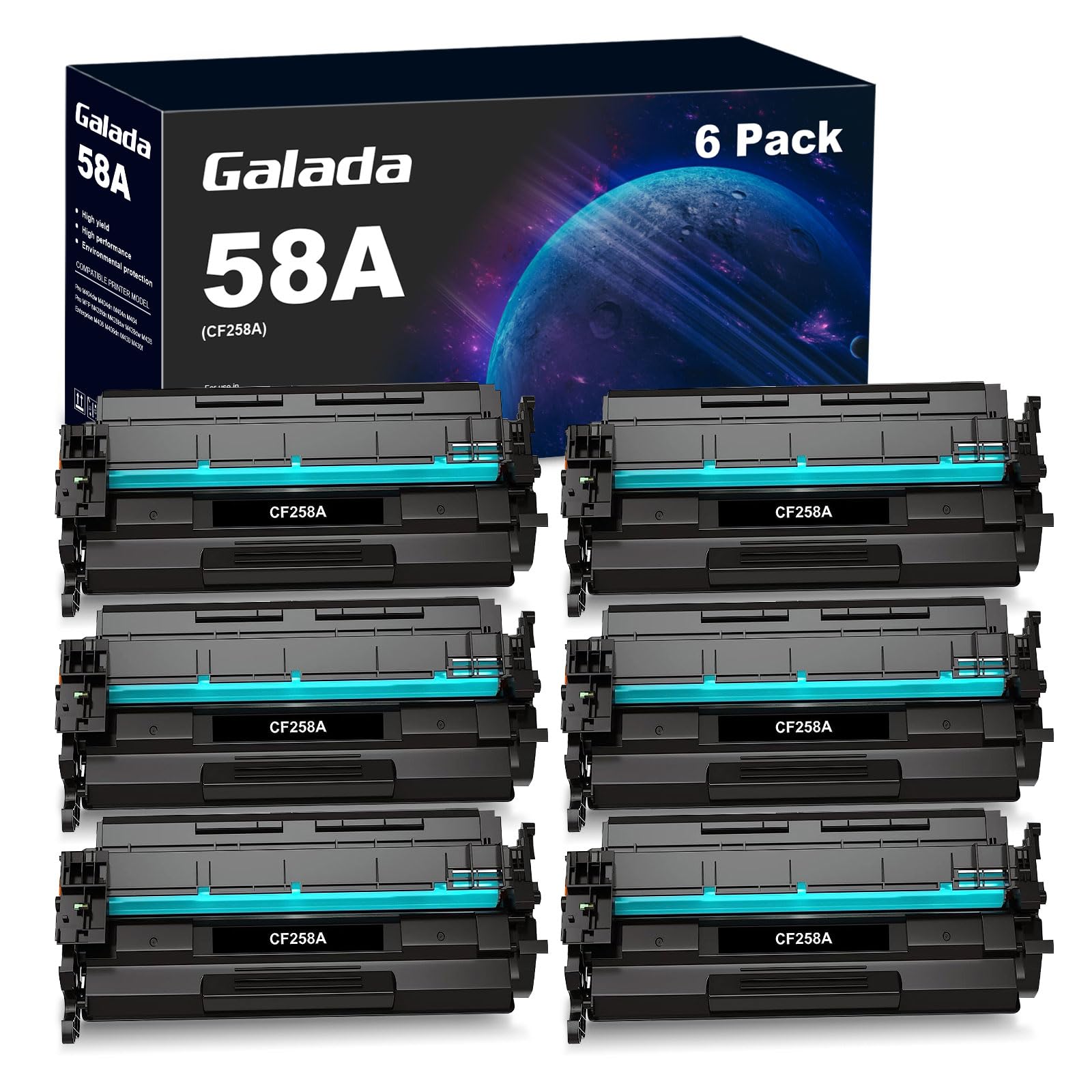 Compatible 58A CF258A Toner Cartridge Replacement for HP 58X CF258X for Pro M404dw M404dn M404n Pro MFP M428fdw Enterprise M406 Enterprise MFP M430 Printer (Black, 6-Pack)