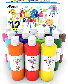 Abeier Large Washable Finger Paint Set for Kids, 12 x 250ml Vibrant Colo...