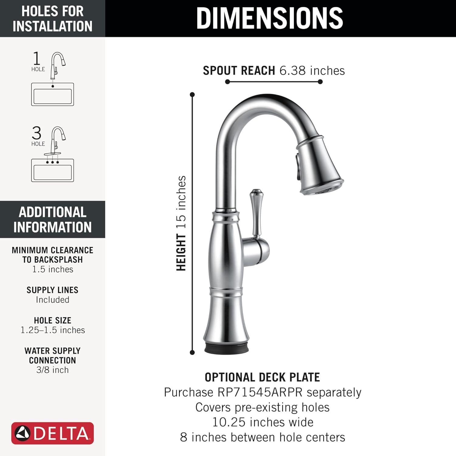 Delta Faucet Cassidy Touchless Bar with Touch Technology, Brushed Nickel Pull Down Prep Sink Faucet, Lumicoat Arctic Stainless 9997TL-AR-PR-DST