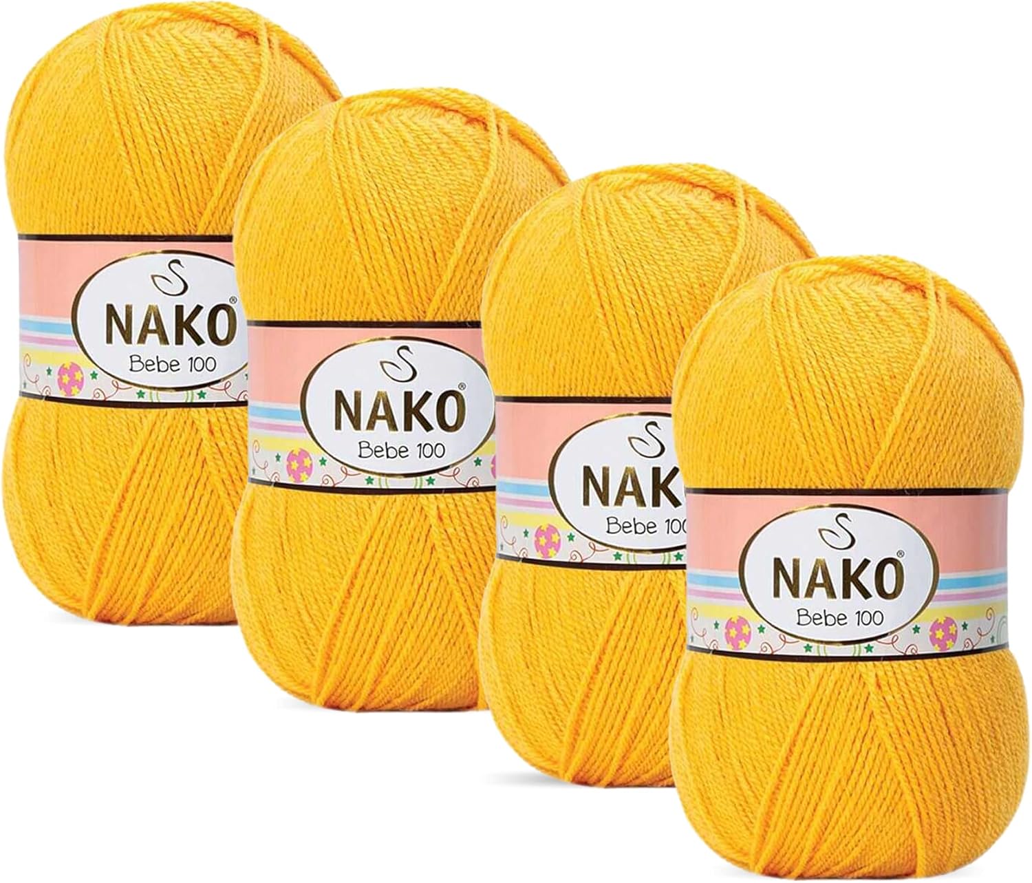 Nako Bebe 100,Baby Knitting Yarn,(4Balls) Each Skein(Ball) 3.53 Oz (100g),You Can Use it Safely in All Kinds of Baby Knitting (Ecru 99064)