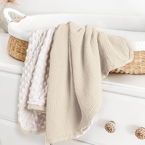 Miniatura 2 de lulumoon Mantas de bebé unisex para recién nacido respaldo térmico de punto minky - Manta de recepción de muselina para bebé esencial y regalo de