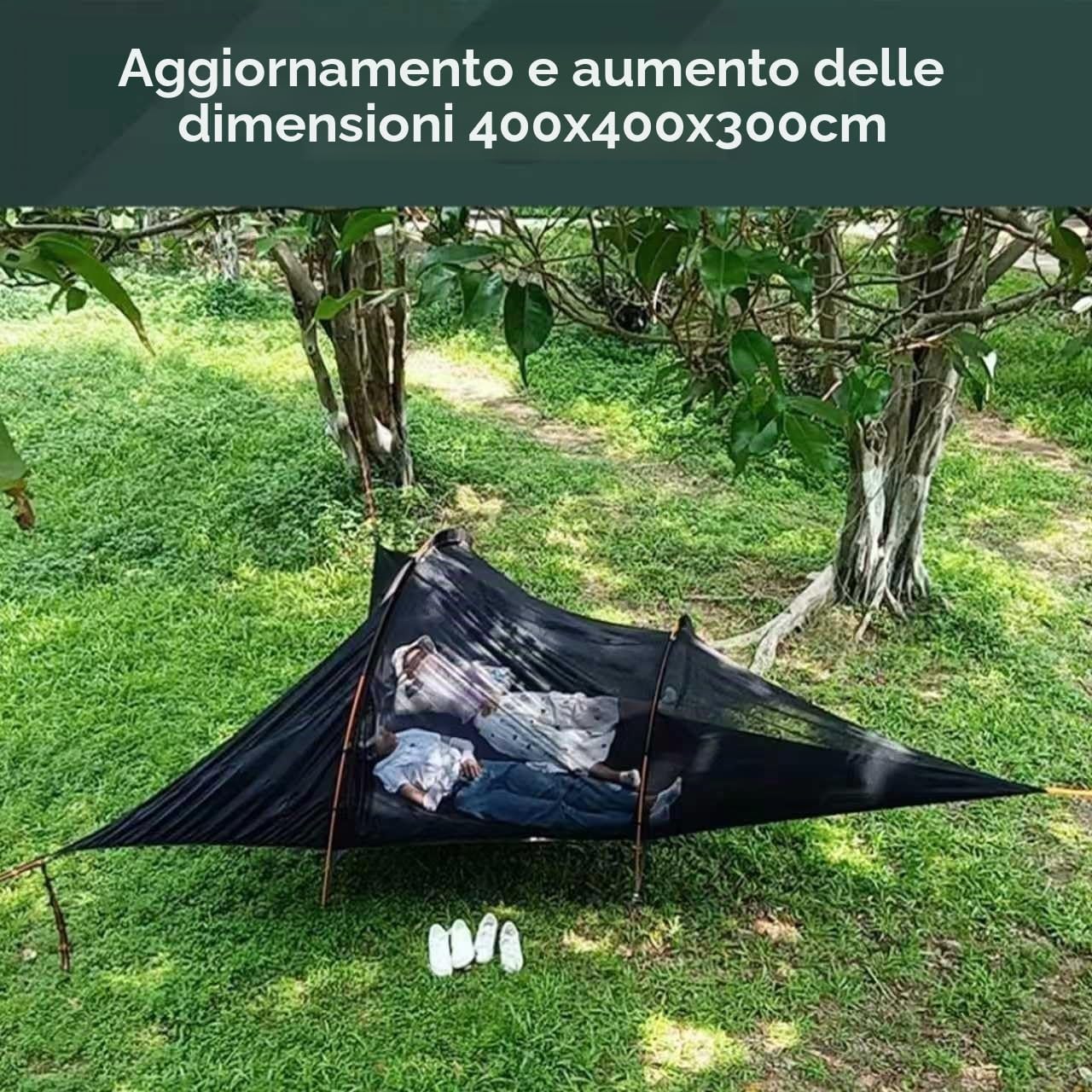 Tenda con Amaca da Campeggio all'aperto, amache triangolari Grandi for 1-3 Persone, zanzariera da Campeggio Portatile for Esterni, Viaggi escursionistici(Military Green)