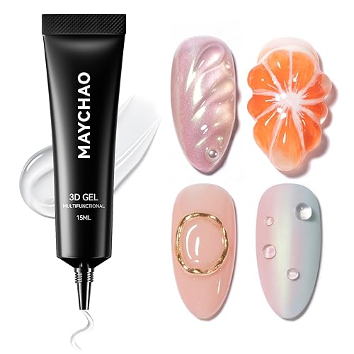 MAYCHAO Gel de uñas 3D de 0.51 oz (15 g) de gel transparente para escultura de uñas, esmalte de gel para arte de uñas, pegamento para gemas,