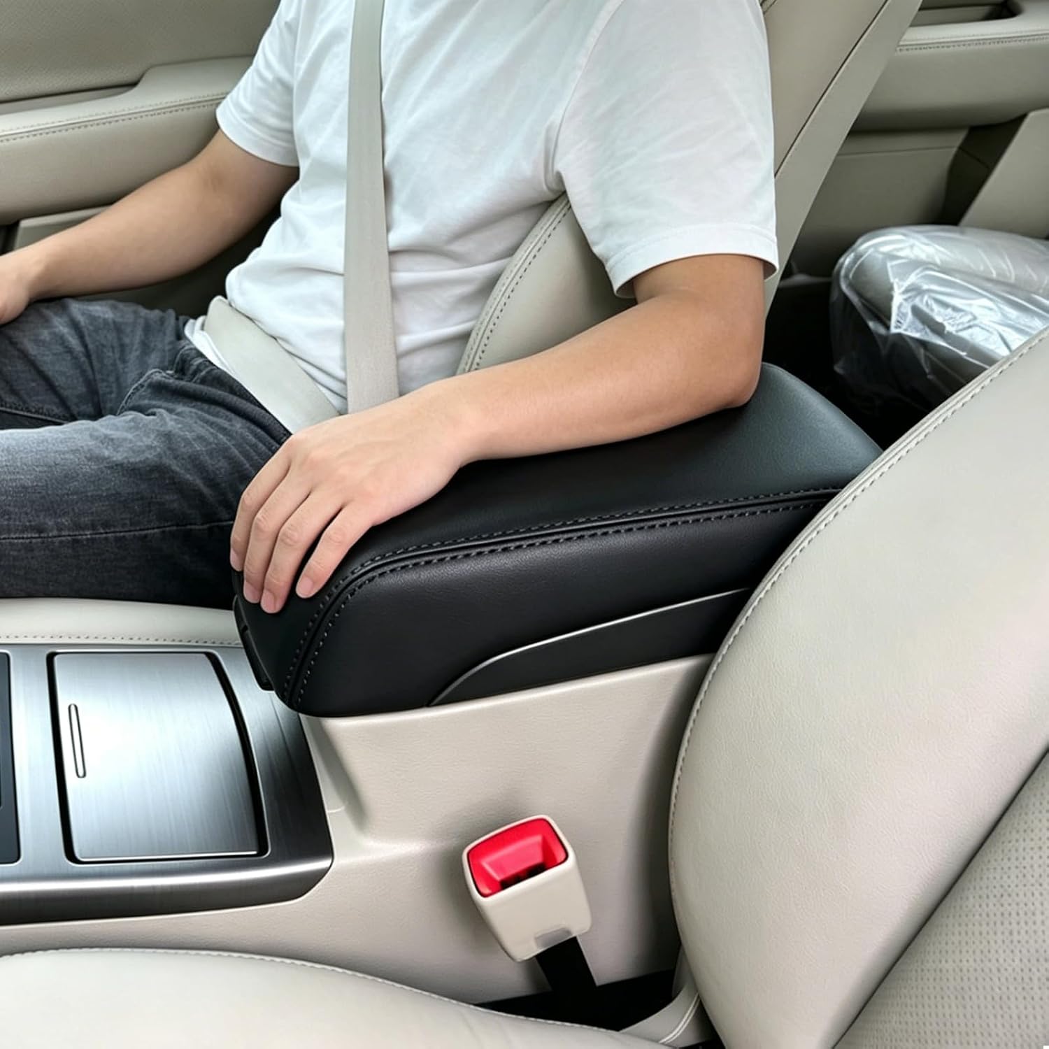 Armrest Cover for 2006-2011 Subaru Legacy Black Leather