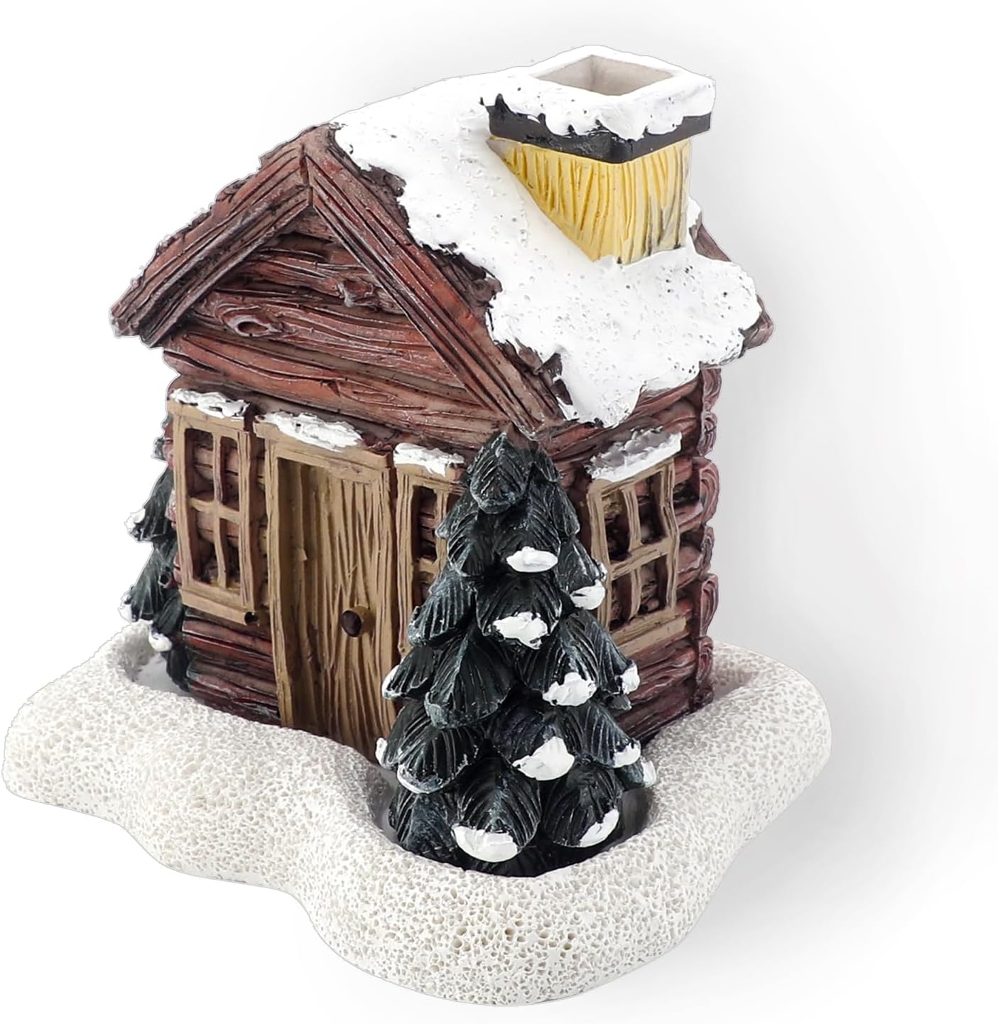 Lovely Log Cabin Incense Burner, Mini Snowy Winter Chimney Cottage, Ash Catcher for Home Decor, Aromatherapy Decor, Meditation and Yoga Space, Zen Aromatherapy Gift