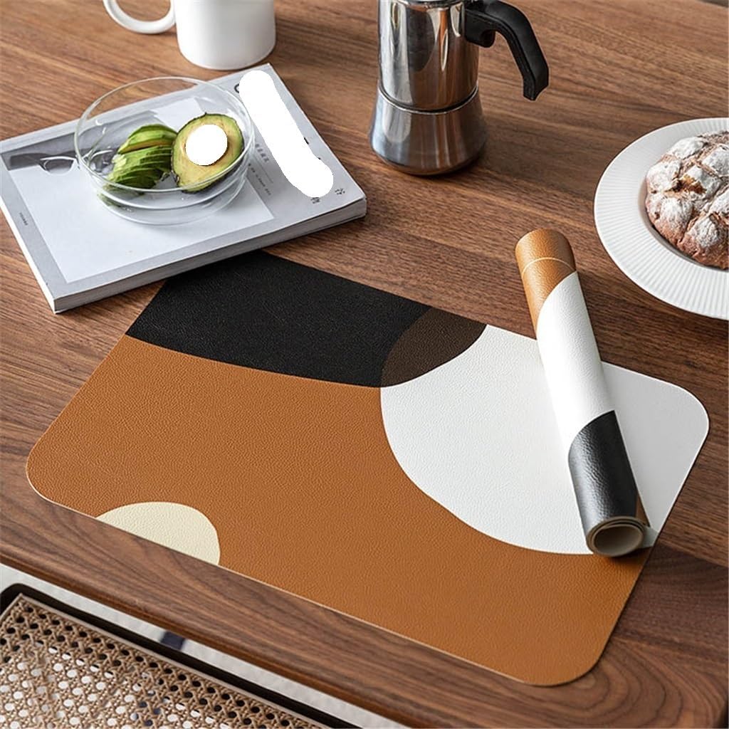 2 Pcs Retro Leather Insulation Pad Home Hotel Placemat Coffee Cup Mats Kitchen Accessories Decoration(E)